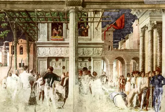 Mantegna, Martirio e trasporto di san Cristoforo